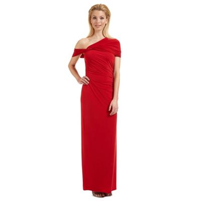 Ariella London Red 'Endra' off-the-shoulder evening dress